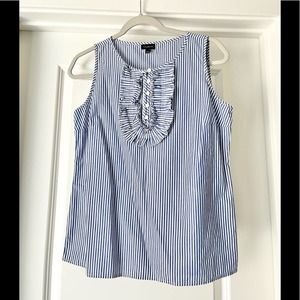 Talbots Striped Tank Top Blouse. Blue and white sleeveless Top.